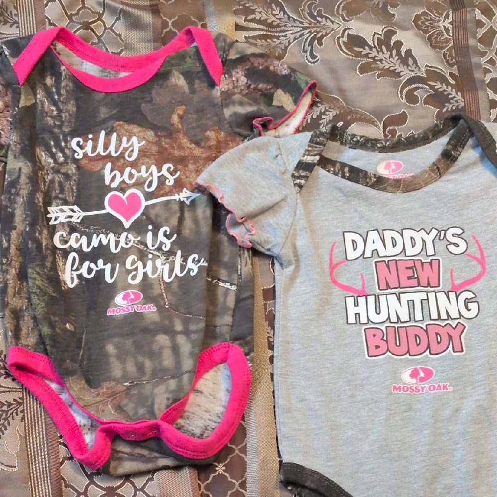 Mossy Oak Camo and Gray Baby Onesies